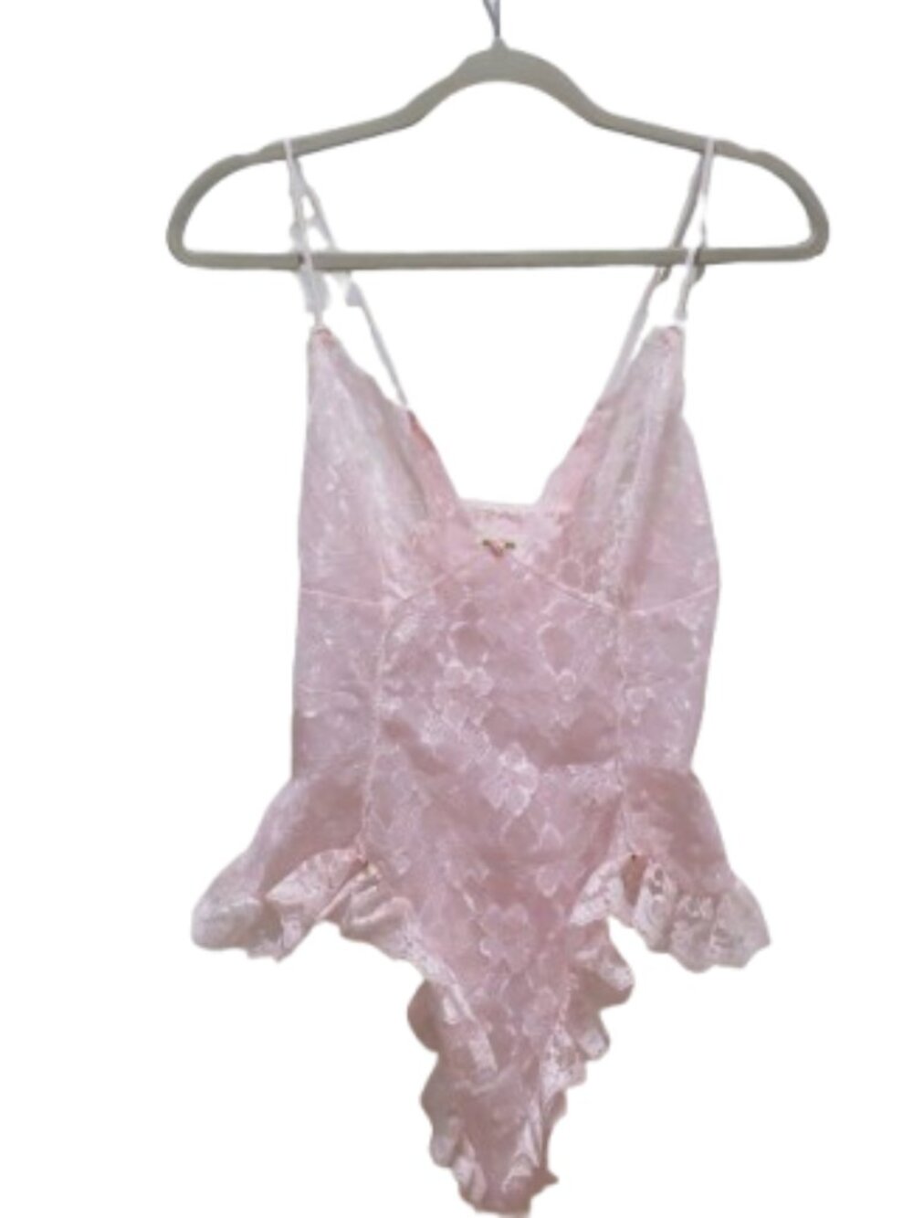 VINTAGE TOSCA LINGERIE Soft Pink Lace Teddy Bodysuit Medium Coquette Romantic